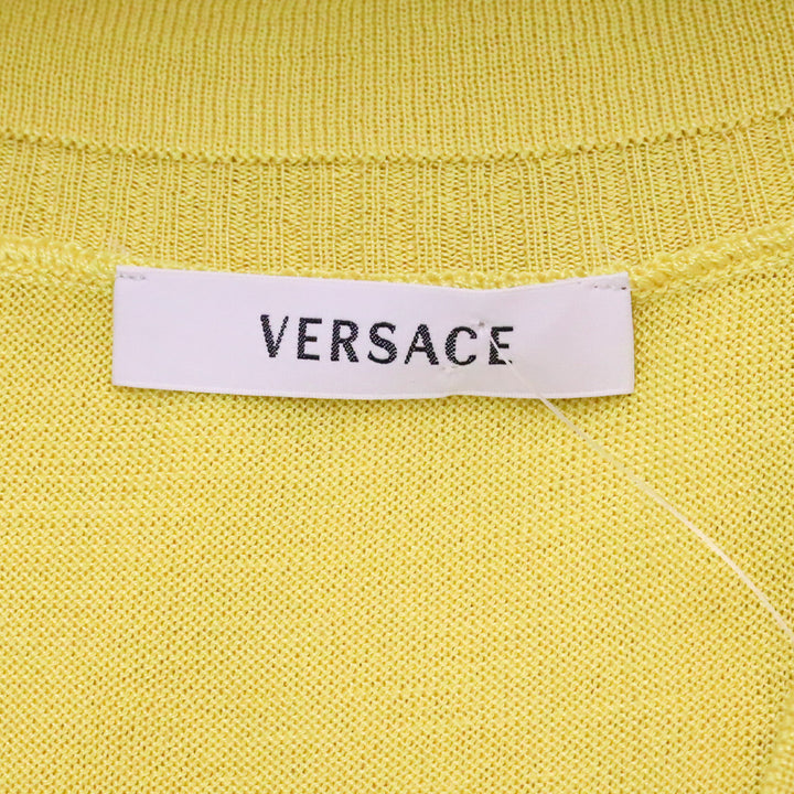 Versace Yellow Silk Knit V-Neck Sleeveless Sweater