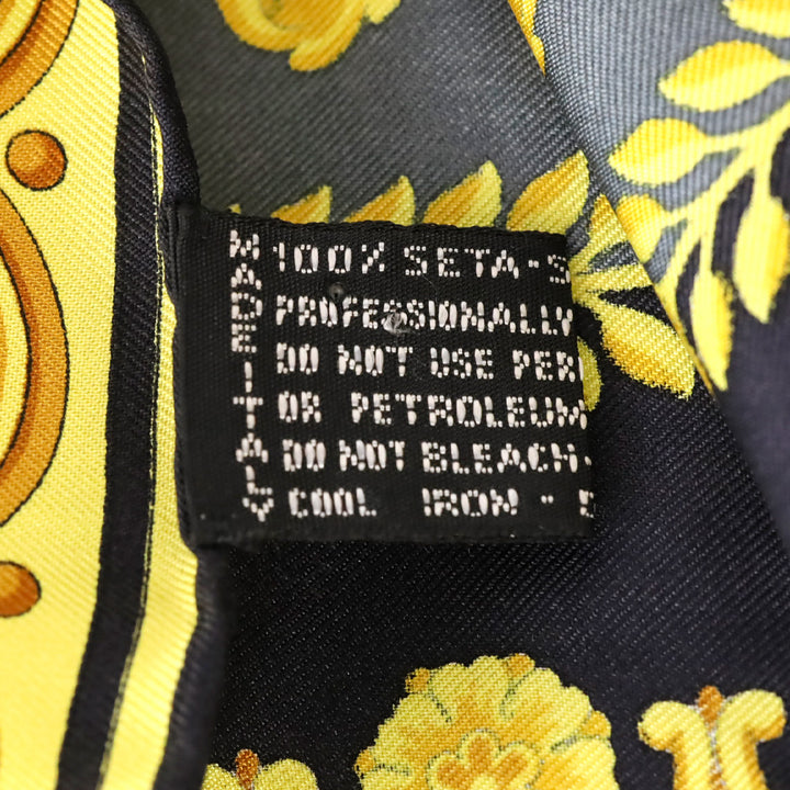Versace x Atelier Gold Black Bacchus Barocco Foulard Silk Scarf