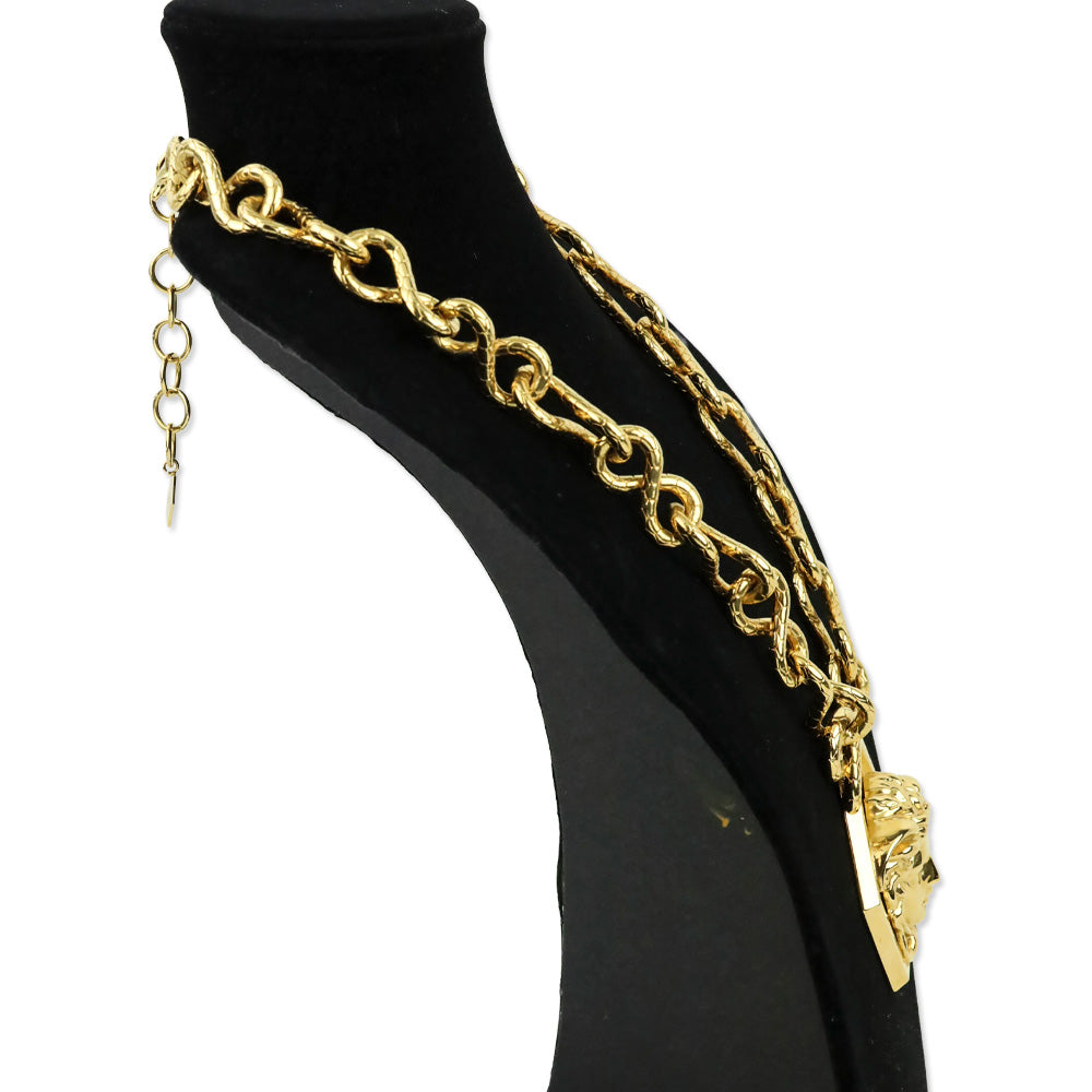 Versace x Haas Brothers 2013 Hexagonal Medusa Medallion Infinity Chain Pendant Necklace