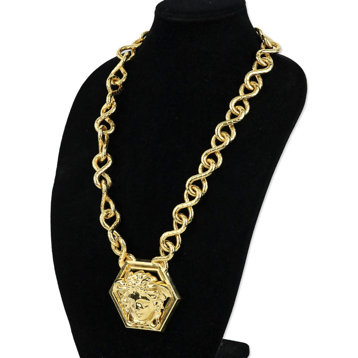 Versace x Haas Brothers 2013 Hexagonal Medusa Medallion Infinity Chain Pendant Necklace