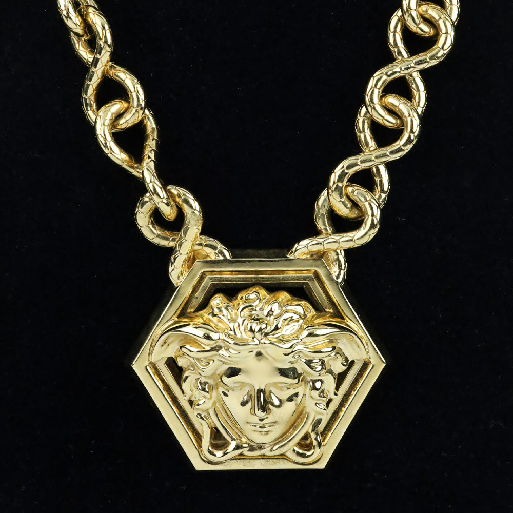 Versace x Haas Brothers 2013 Hexagonal Medusa Medallion Infinity Chain Pendant Necklace