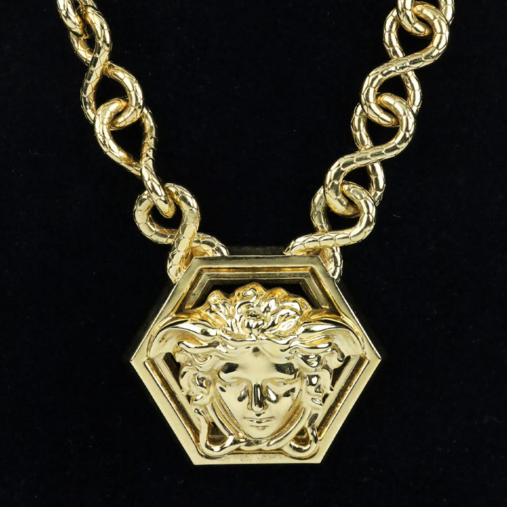 Versace x Haas Brothers 2013 Hexagonal Medusa Medallion Infinity Chain Pendant Necklace