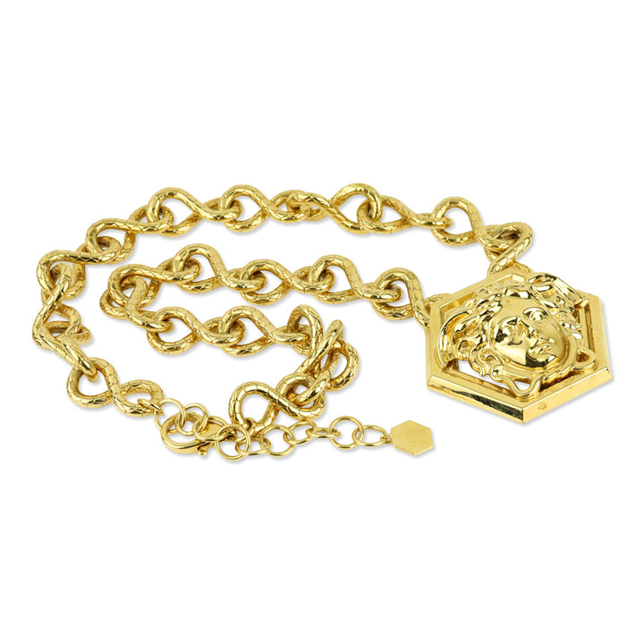 Versace x Haas Brothers 2013 Hexagonal Medusa Medallion Infinity Chain Pendant Necklace