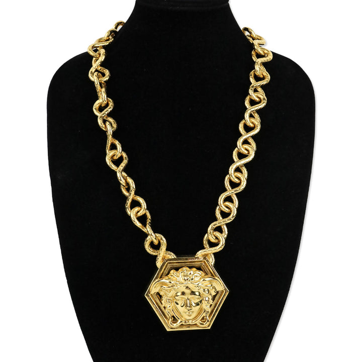 Versace x Haas Brothers 2013 Hexagonal Medusa Medallion Infinity Chain Pendant Necklace