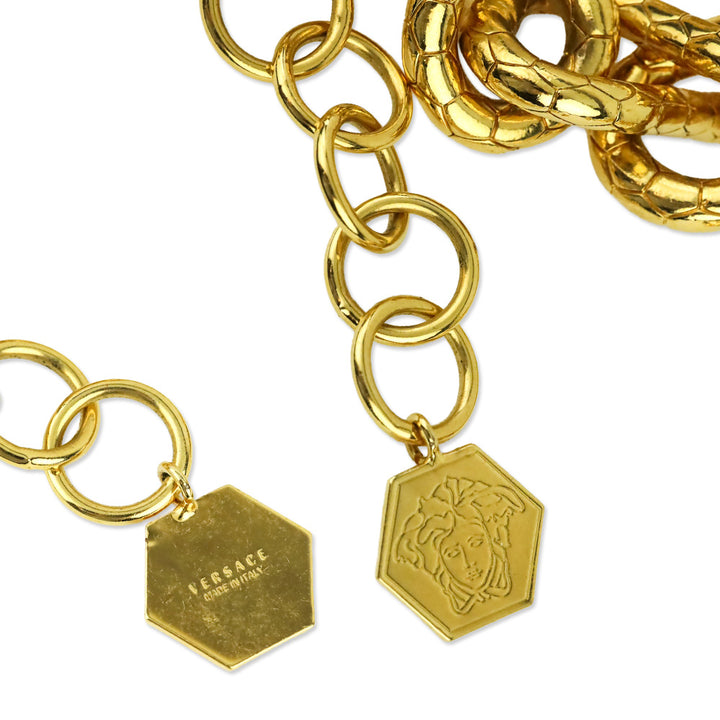Versace x Haas Brothers 2013 Hexagonal Medusa Medallion Infinity Chain Pendant Necklace
