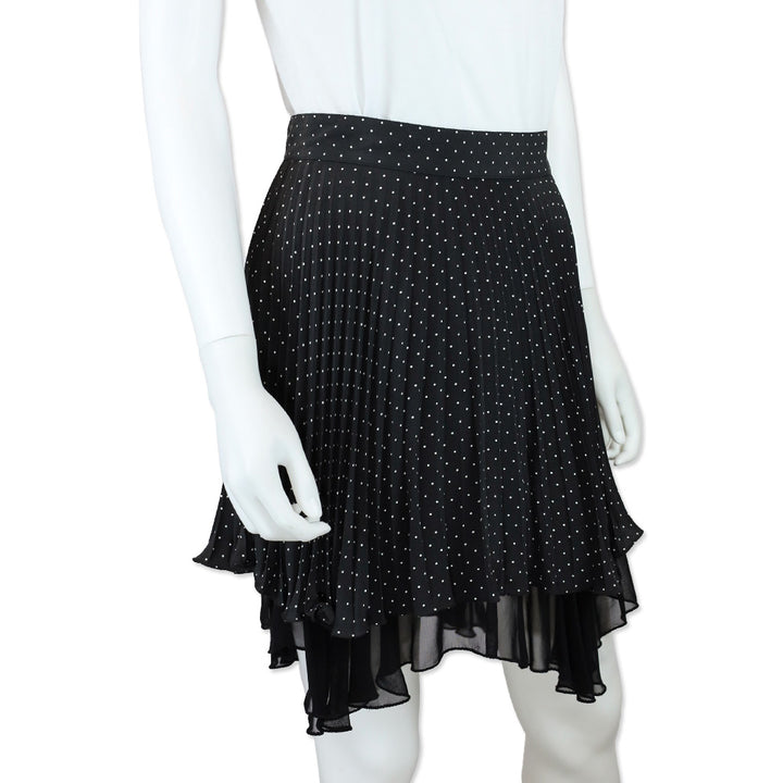 Versus Gianni Versace Black/White Polka Dot Pleated Tiered Midi Skirt