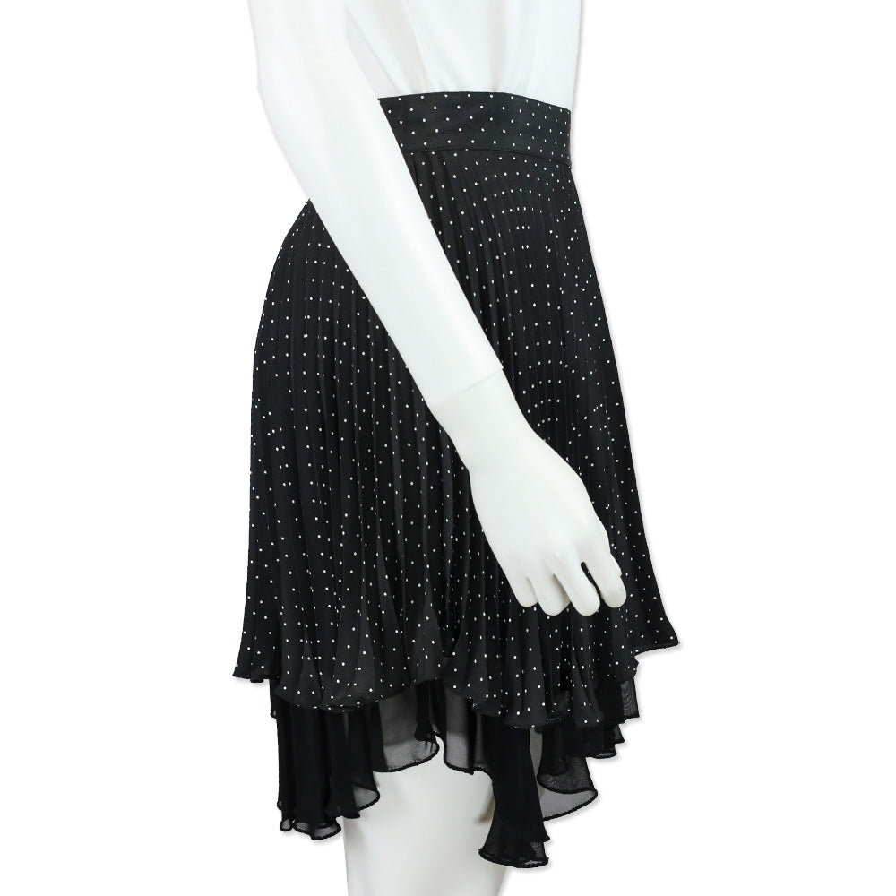 Versus Gianni Versace Black/White Polka Dot Pleated Tiered Midi Skirt