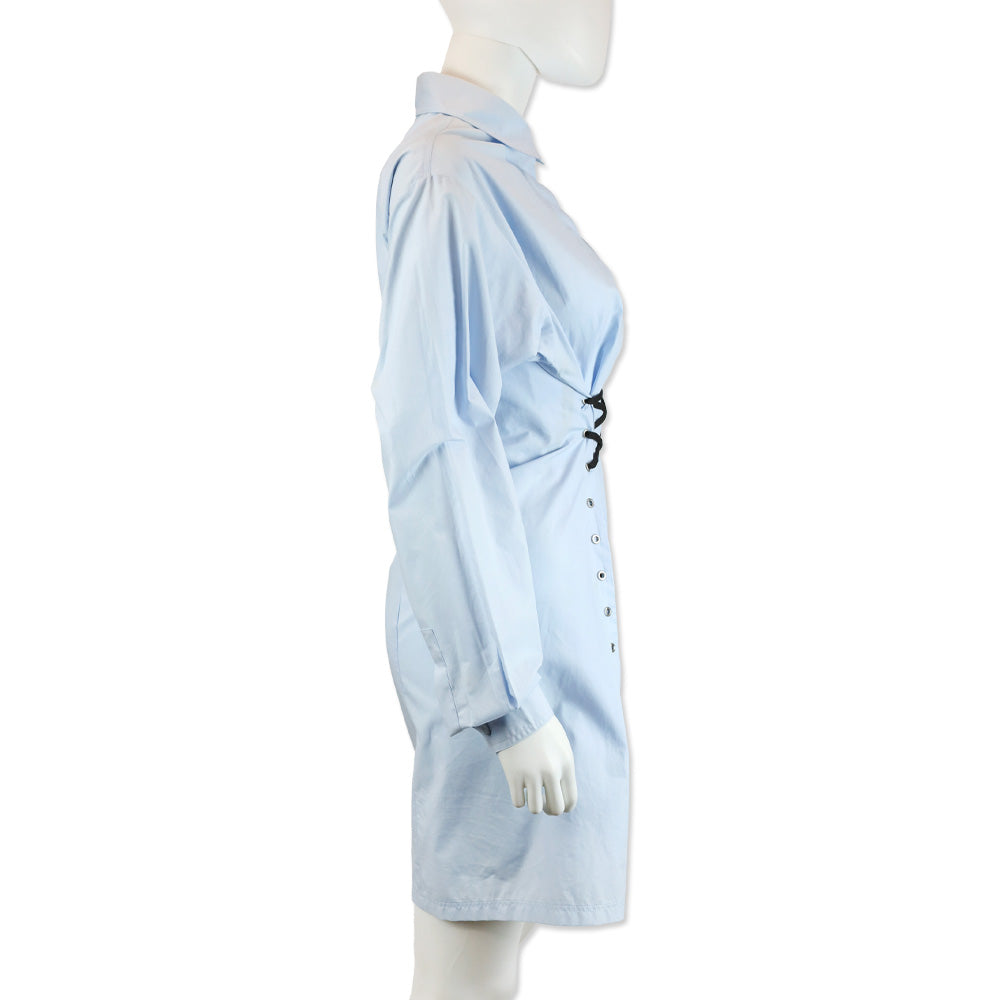 Versus Versace Light Blue Lacing Corset Shirtdress
