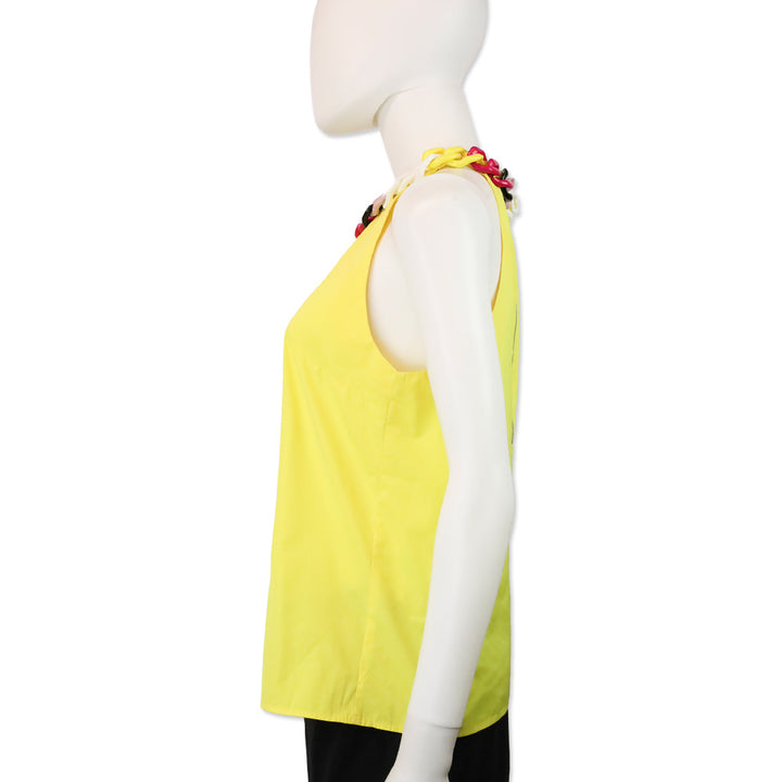 Versus Versace Multicolor Chain Trim Yellow Sleeveless Top
