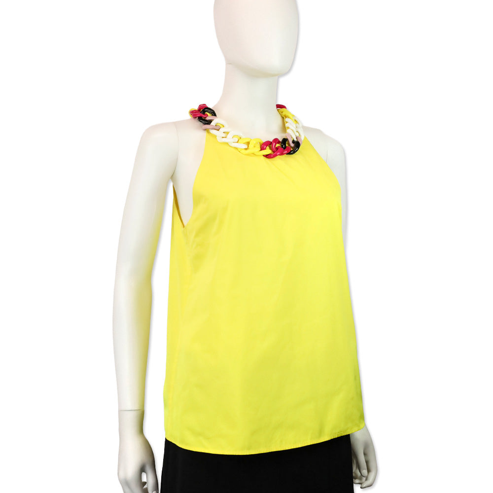 Versus Versace Multicolor Chain Trim Yellow Sleeveless Top