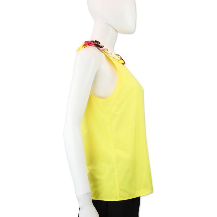 Versus Versace Multicolor Chain Trim Yellow Sleeveless Top