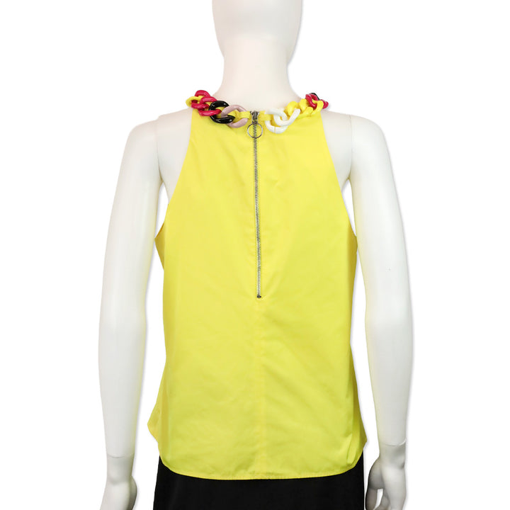 Versus Versace Multicolor Chain Trim Yellow Sleeveless Top