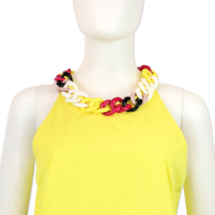 Versus Versace Multicolor Chain Trim Yellow Sleeveless Top