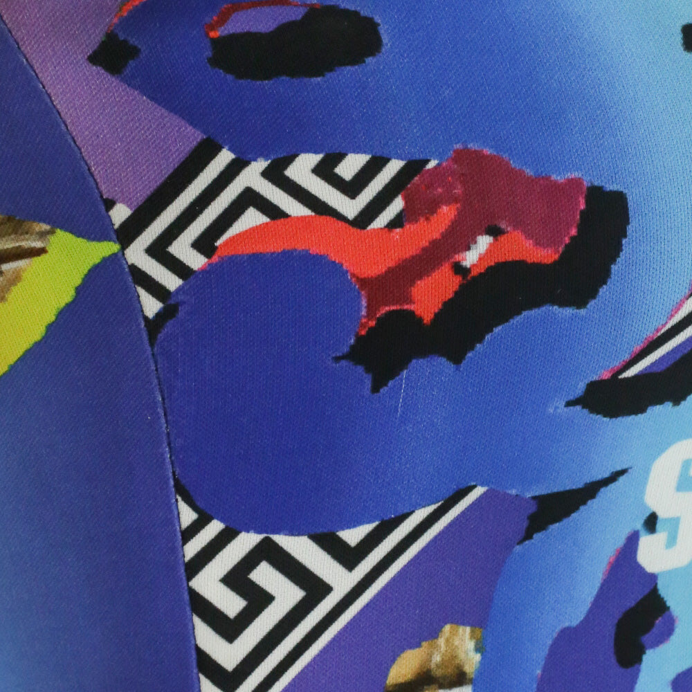 Versus Versace Rainbow Baroque Print Crepe Cap Sleeve Midi Dress