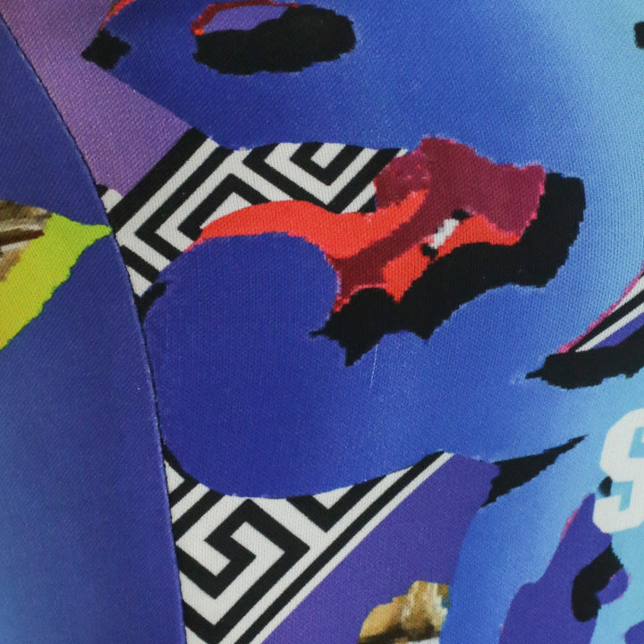 Versus Versace Rainbow Baroque Print Crepe Cap Sleeve Midi Dress