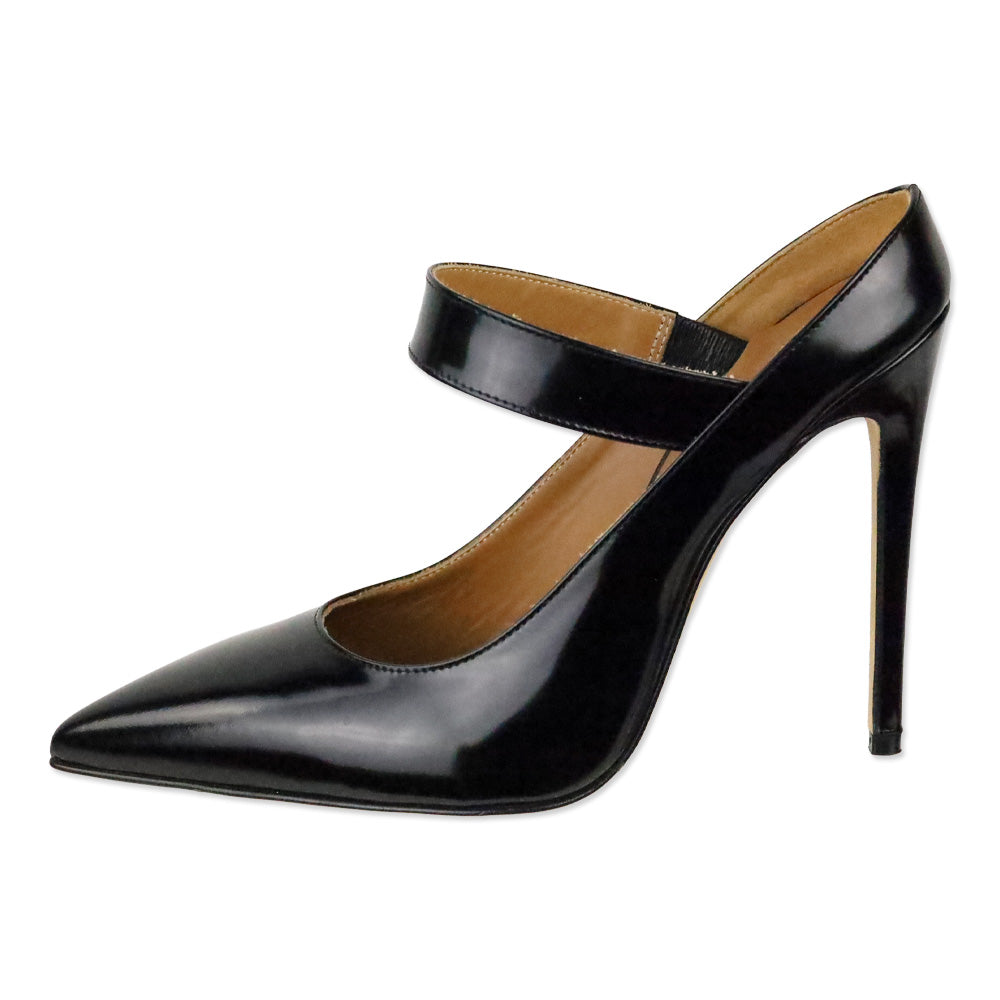 Victoria Beckham Black Gloassed Leather Solar Mary Jane Pumps