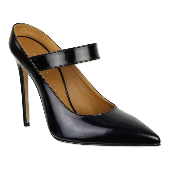 Victoria Beckham Black Gloassed Leather Solar Mary Jane Pumps