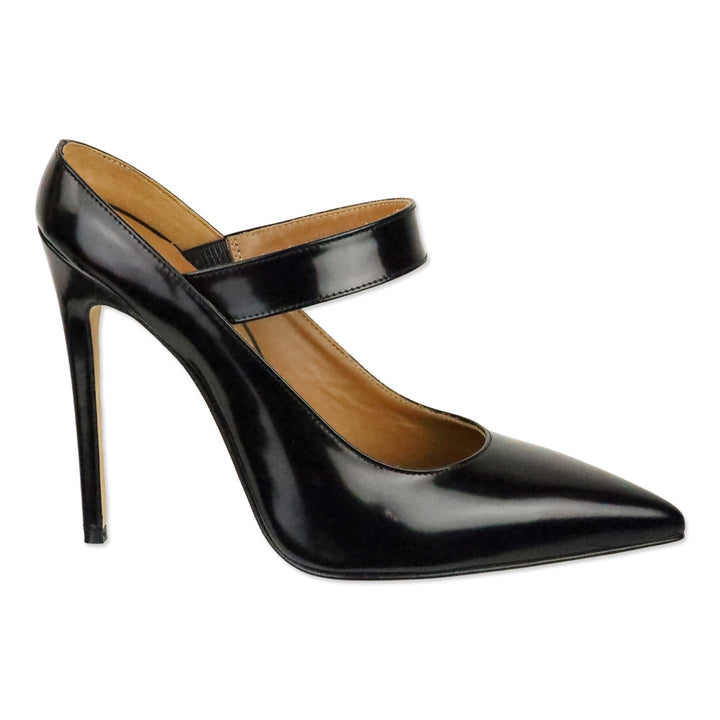 Victoria Beckham Black Gloassed Leather Solar Mary Jane Pumps