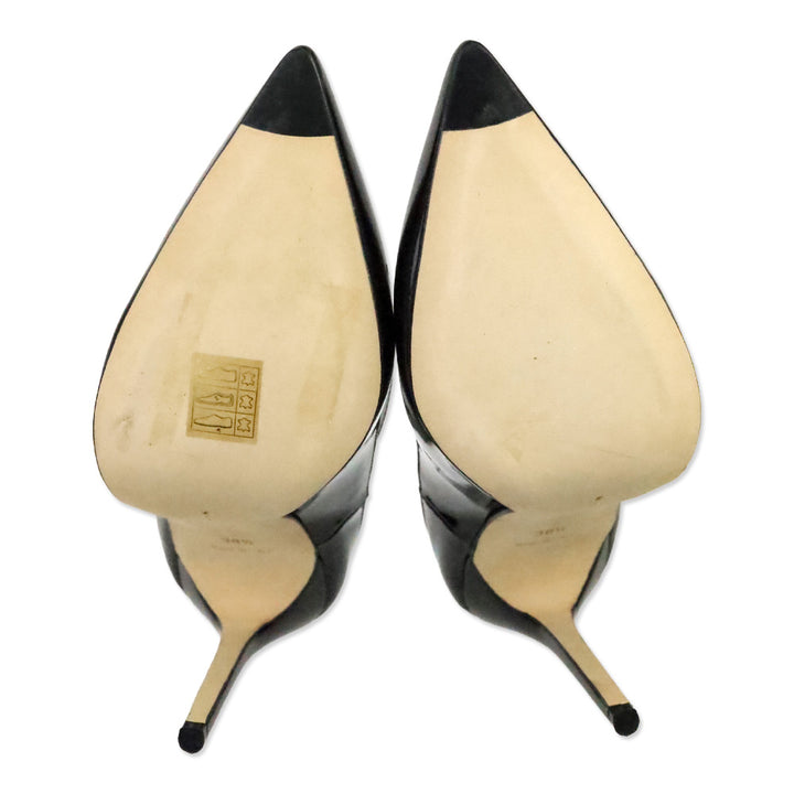 Victoria Beckham Black Gloassed Leather Solar Mary Jane Pumps