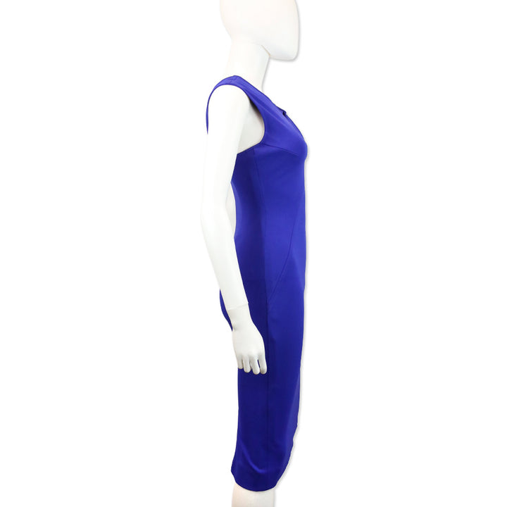 Victoria Beckham Cobalt Blue Bow Strap Bodycon Midi Dress