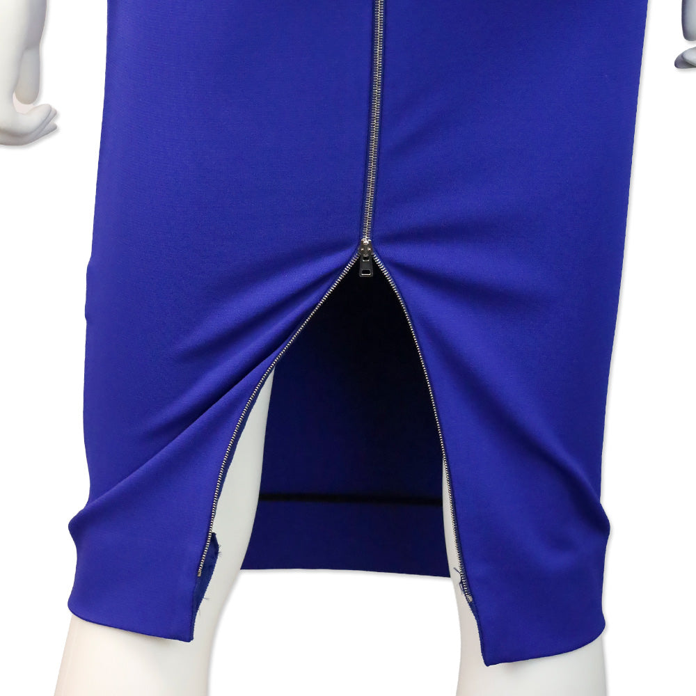Victoria Beckham Cobalt Blue Bow Strap Bodycon Midi Dress