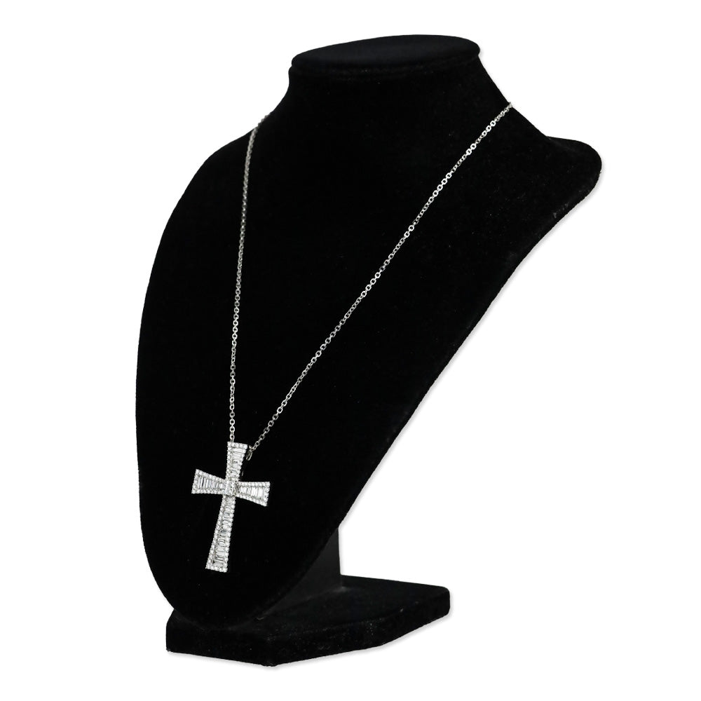 Vieri 14K White Gold Chain with Unbranded 18K White Gold & Diamond Cross Pendant