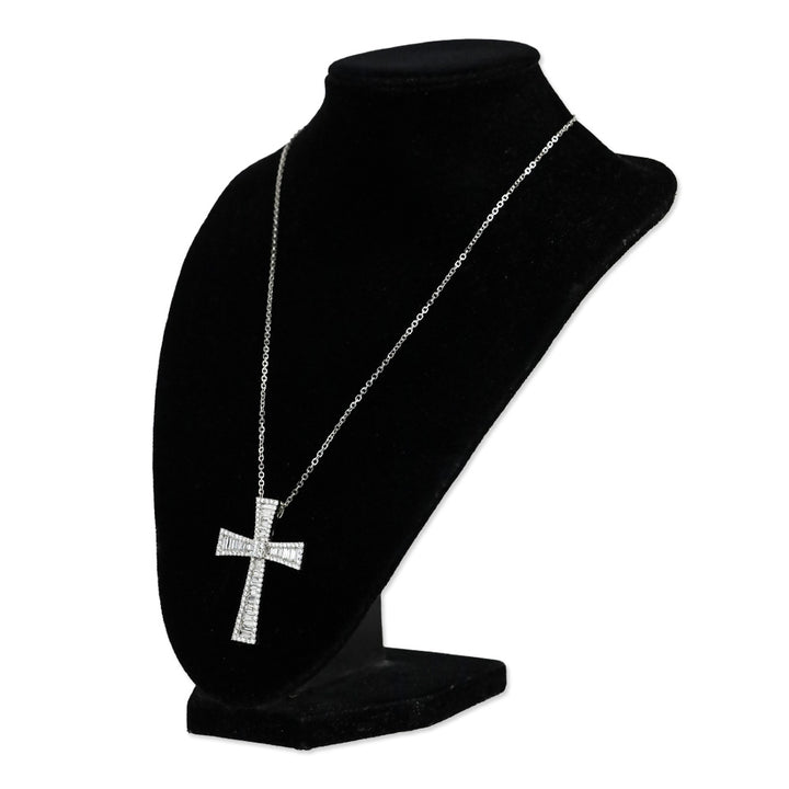 Vieri 14K White Gold Chain with Unbranded 18K White Gold & Diamond Cross Pendant