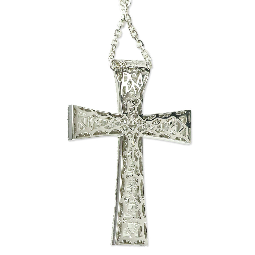 Vieri 14K White Gold Chain with Unbranded 18K White Gold & Diamond Cross Pendant