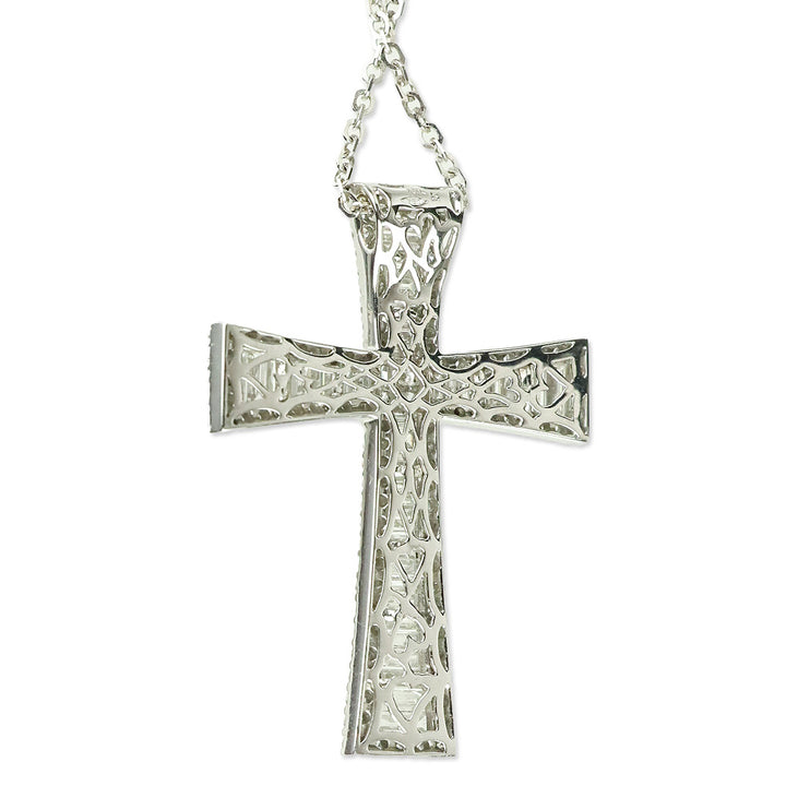 Vieri 14K White Gold Chain with Unbranded 18K White Gold & Diamond Cross Pendant