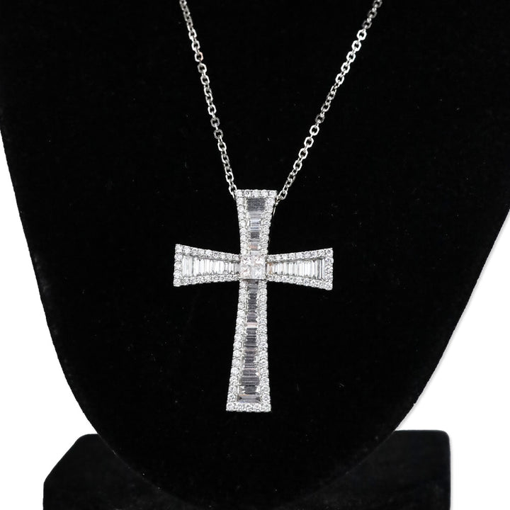 Vieri 14K White Gold Chain with Unbranded 18K White Gold & Diamond Cross Pendant