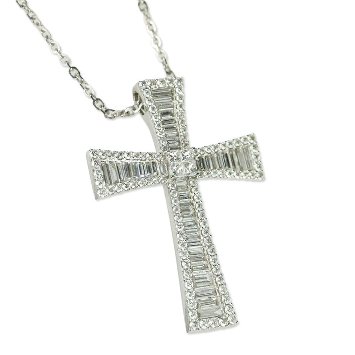 Vieri 14K White Gold Chain with Unbranded 18K White Gold & Diamond Cross Pendant