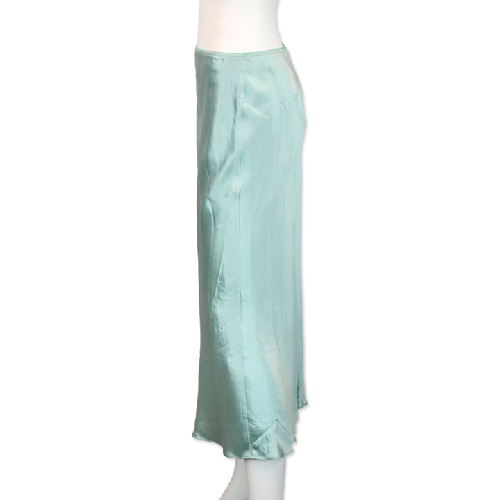 Vince Aqua Mineral Lingerie-Detailed Satin Slip Skirt