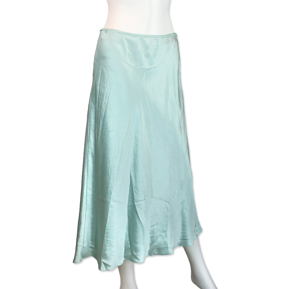 Vince Aqua Mineral Lingerie-Detailed Satin Slip Skirt