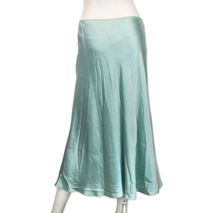 Vince Aqua Mineral Lingerie-Detailed Satin Slip Skirt