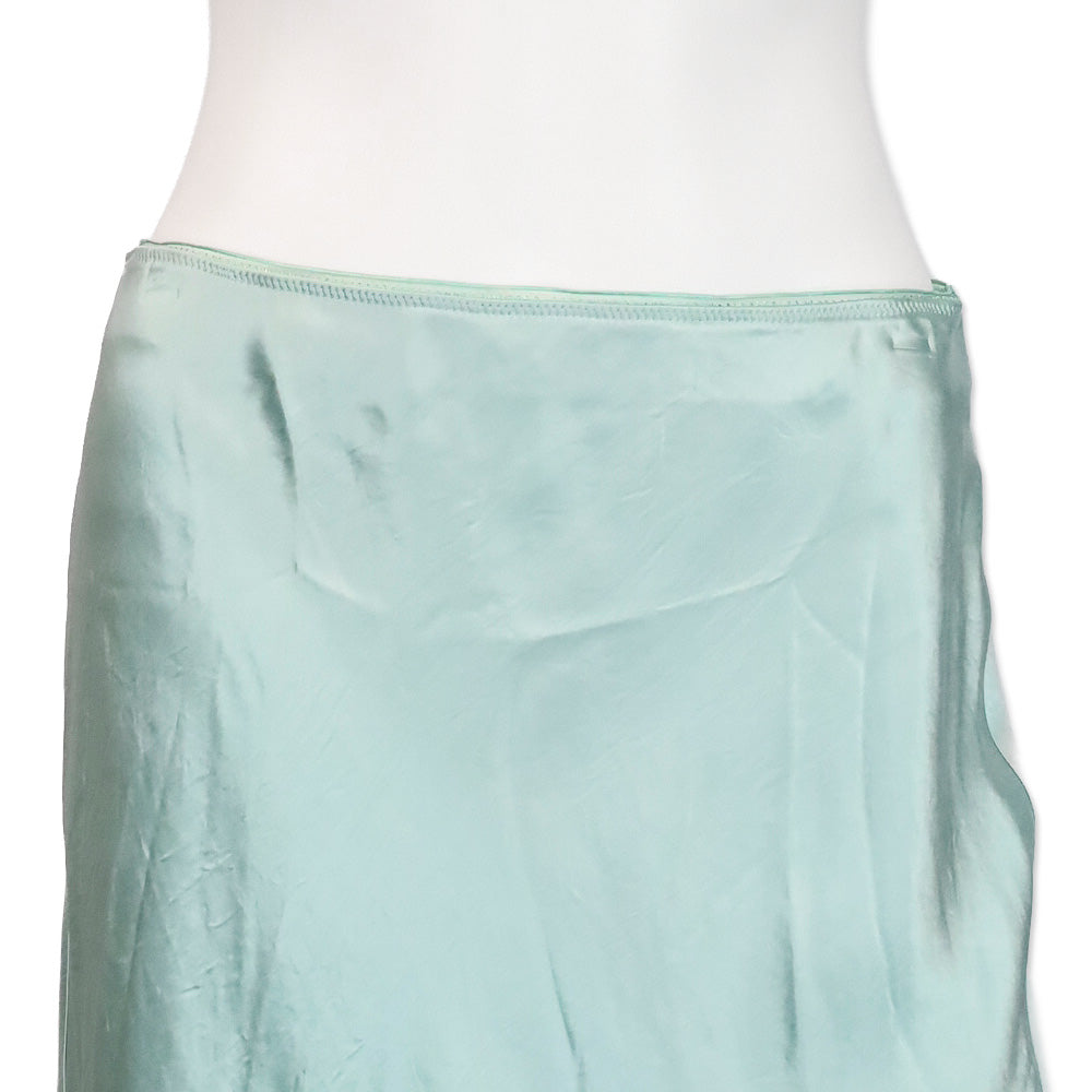 Vince Aqua Mineral Lingerie-Detailed Satin Slip Skirt