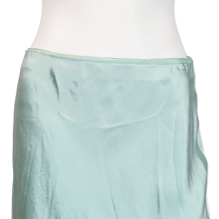 Vince Aqua Mineral Lingerie-Detailed Satin Slip Skirt