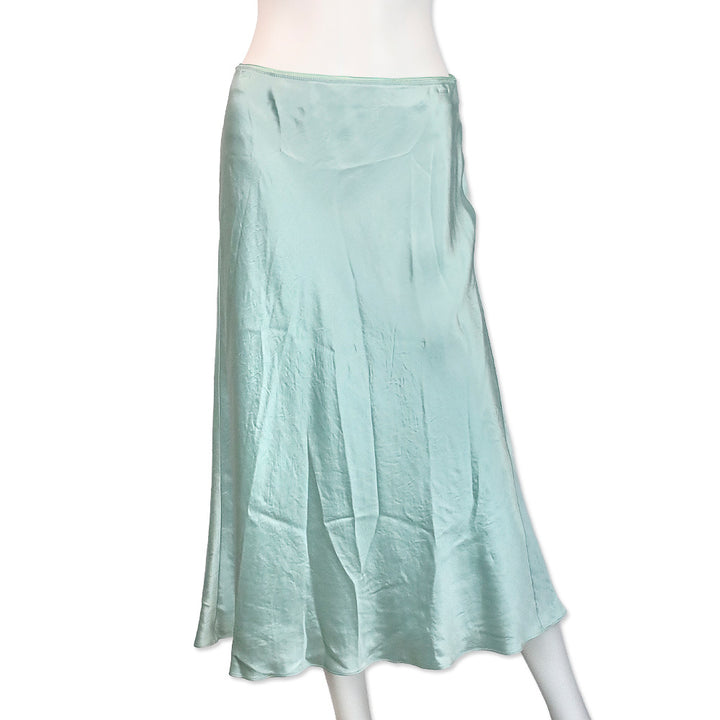 Vince Aqua Mineral Lingerie-Detailed Satin Slip Skirt