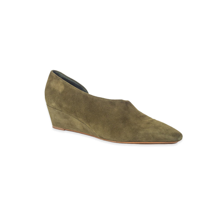 Vince Barolo Military Green Suede Wedge Pump