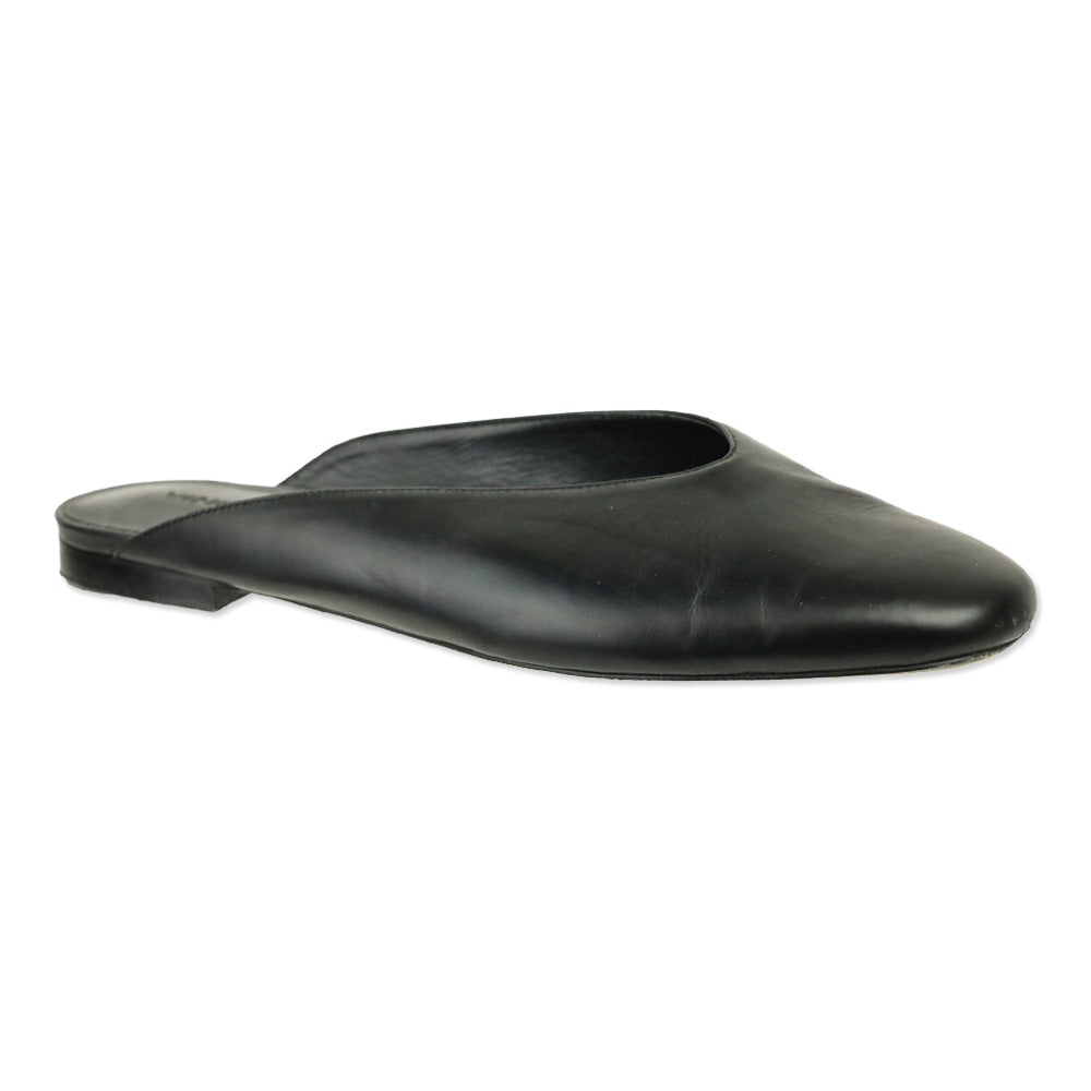 Vince Black Leather Levins Flat Mule