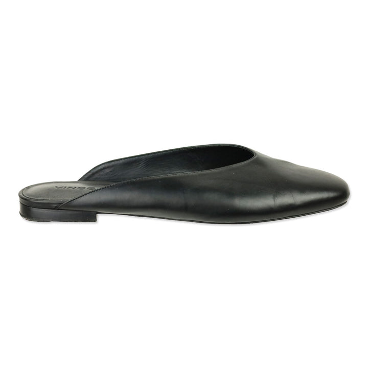 Vince Black Leather Levins Flat Mule