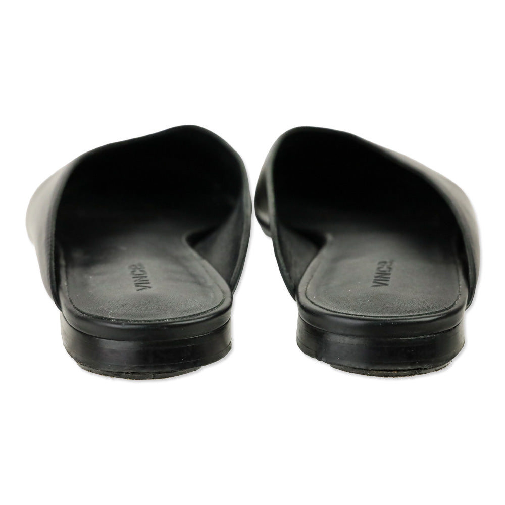 Vince Black Leather Levins Flat Mule