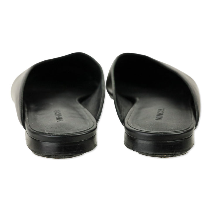 Vince Black Leather Levins Flat Mule