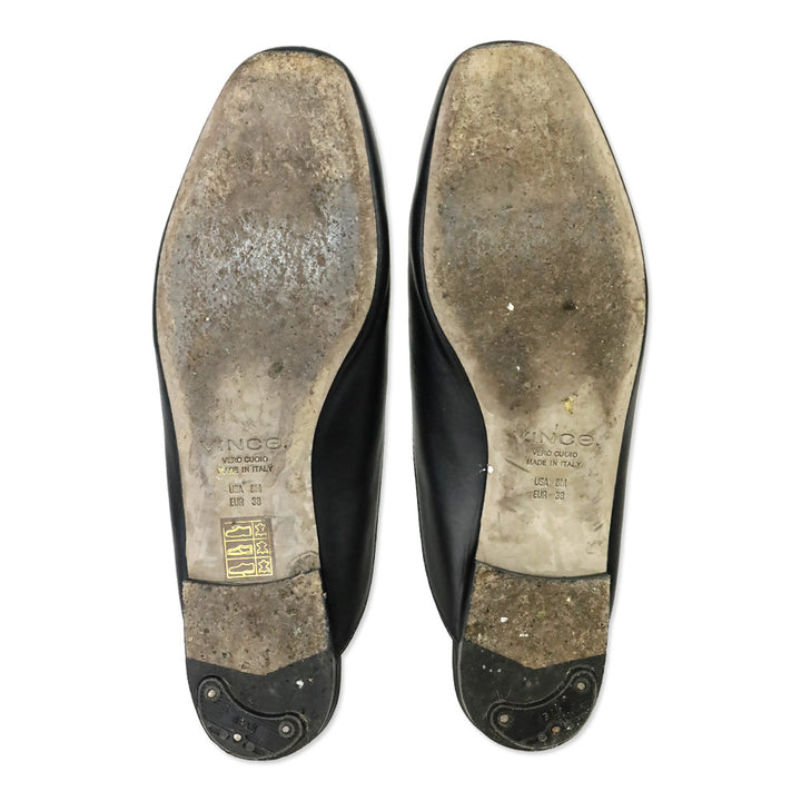 Vince Black Leather Levins Flat Mule