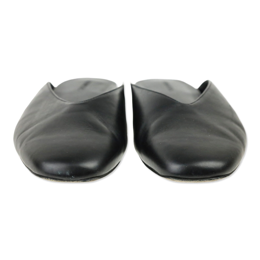 Vince Black Leather Levins Flat Mule