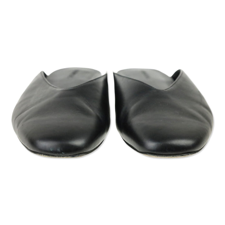 Vince Black Leather Levins Flat Mule