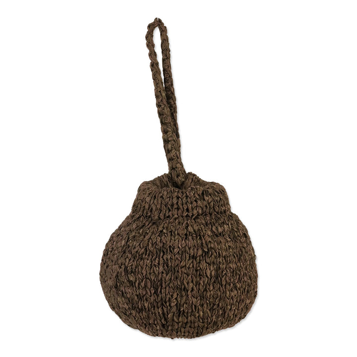 Vince Brown Knit Drawstring Wrist Pouch
