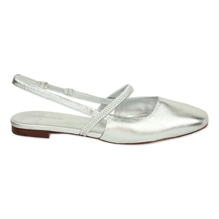 Vince Metallic Silver Bernice Leather Slingback Flat