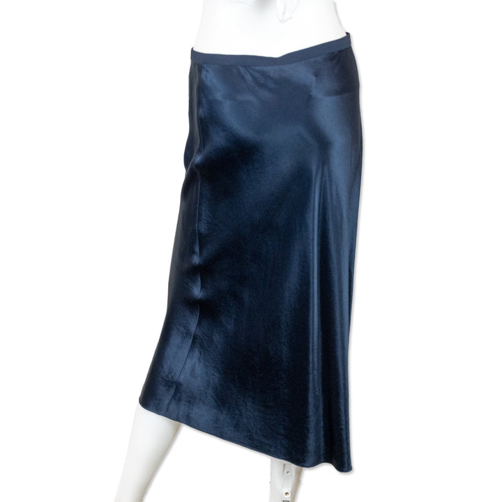 Vince Navy Satin Midi Skirt