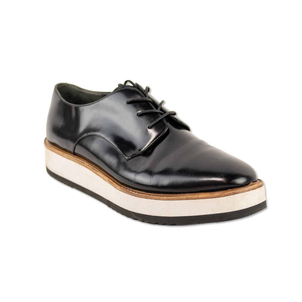 Vince Reed Black Patent Leather Oxford Platform Shoes