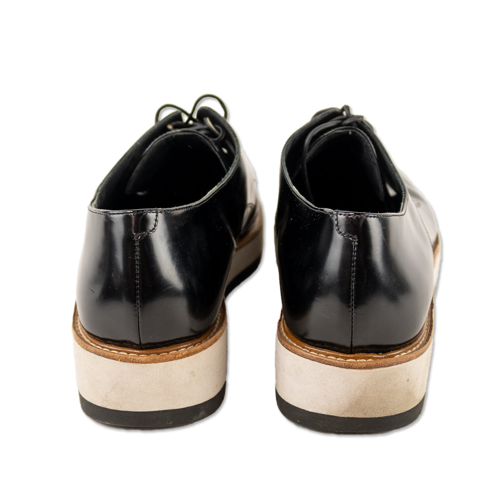 Vince Reed Black Patent Leather Oxford Platform Shoes